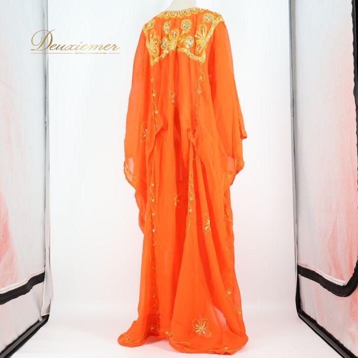 【ベリーダンス用衣装】ベージュ ガラベーヤ ワンピース ドレス 黄色 オレンジ ガラベーヤ | ダンス 衣装 deuxiemer