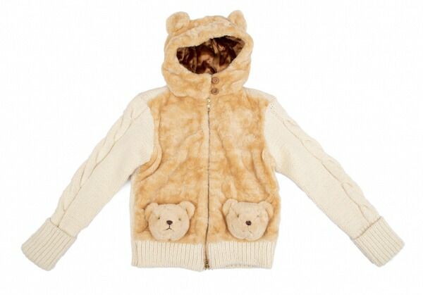 ピンクハウスPINK HOUSE ぬいぐるみ装飾ファー切替ケーブルニット