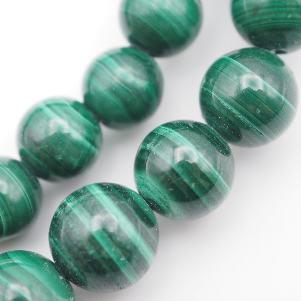 J983 マラカイト 孔雀石 11.1mm珠 SILVER刻印 ネックレス 大ぶり