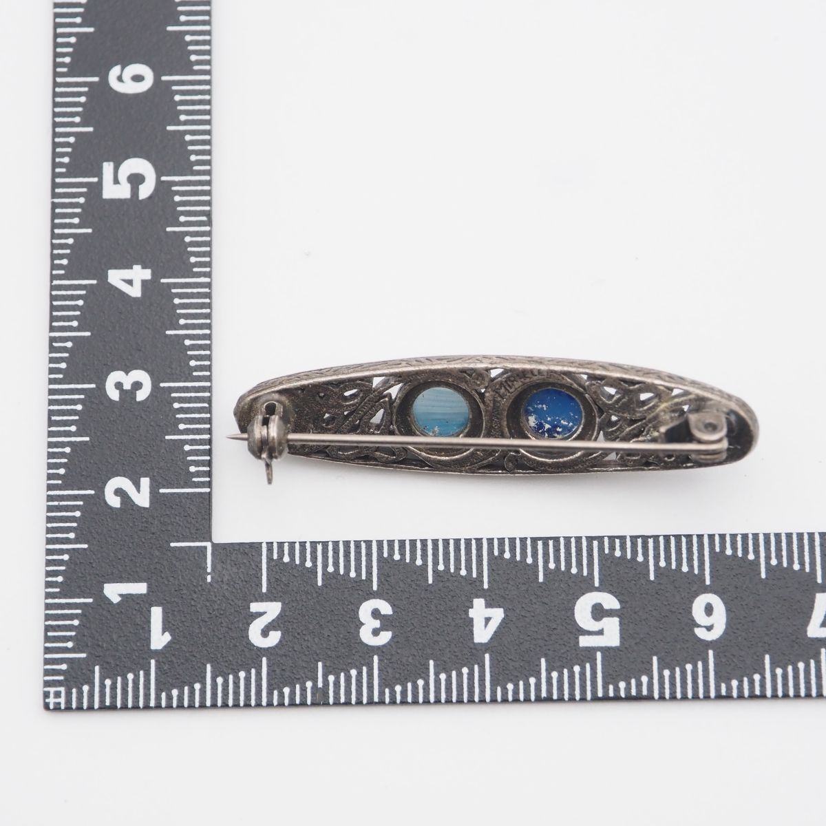 J976 イギリス ヴィンテージ MIRACLE ミラクル ブローチ ブルー