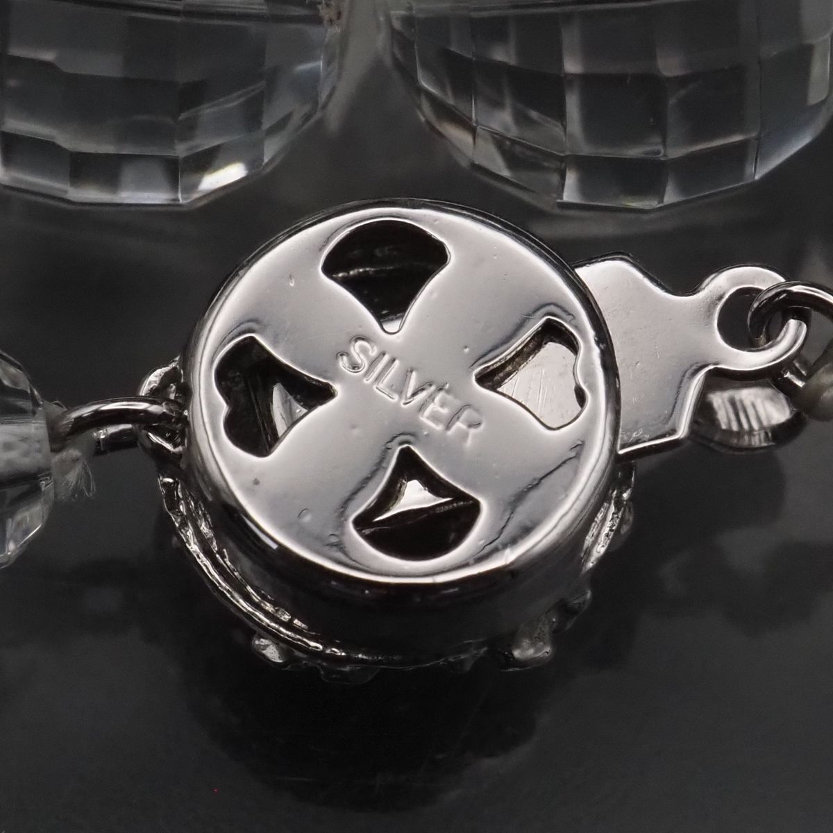 J882 水晶 SILVER刻印 ネックレス 大ぶり ミラーボールカット デザイン