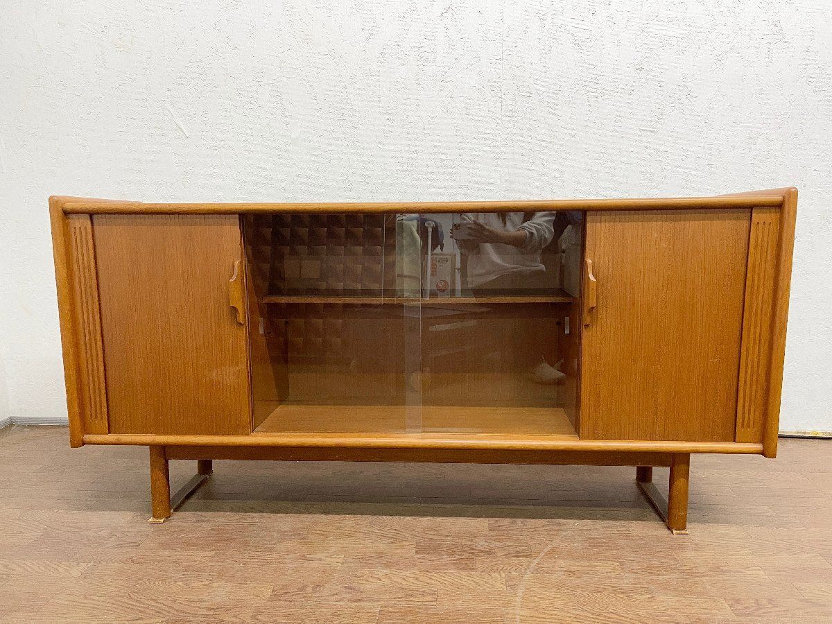 ◇オールドカリモク Karimoku 蛇腹式 サイドボード 飾り棚 リビング