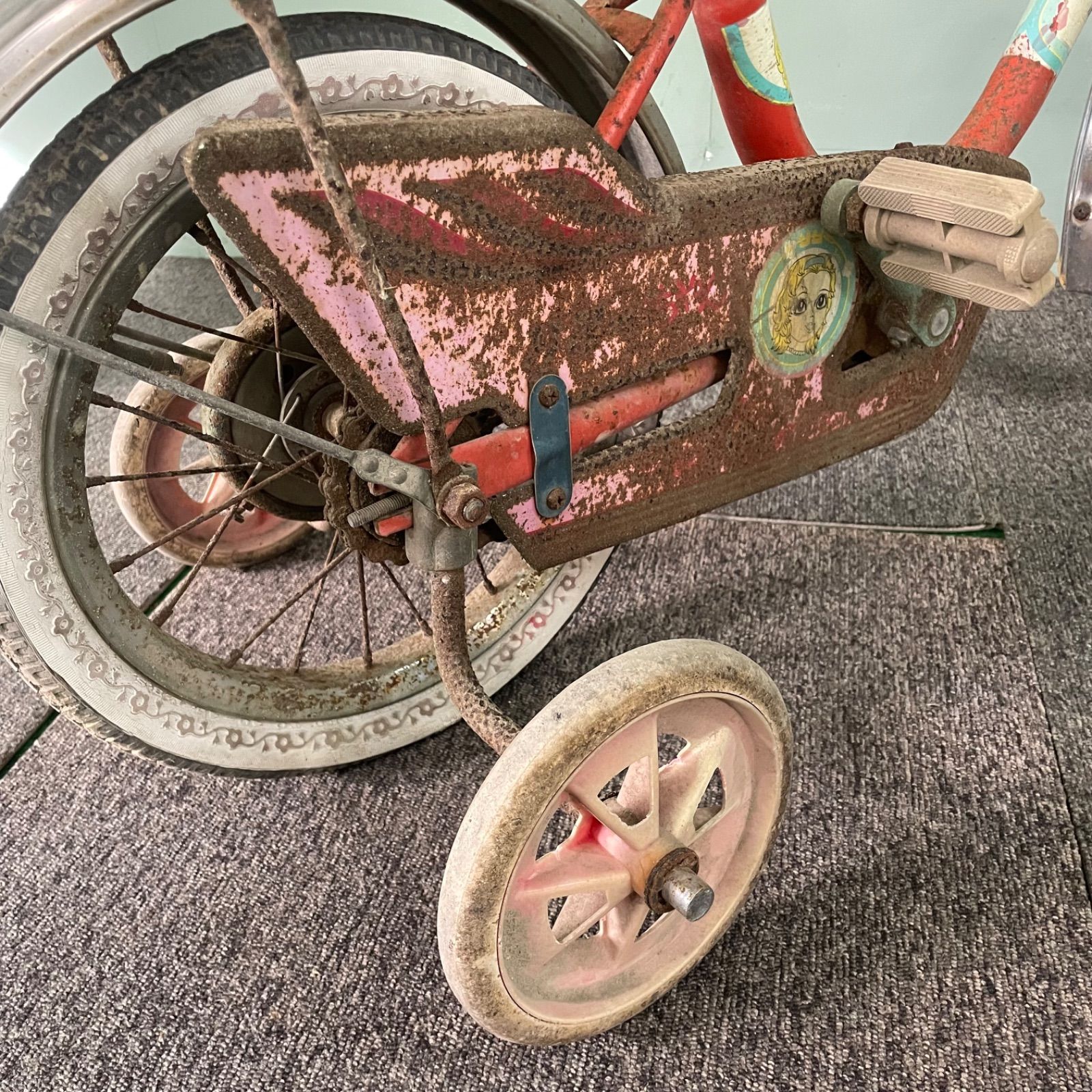 ♭ 昭和レトロ 子供用 自転車 幼児 アンティーク 当時物 ピンク - メルカリ