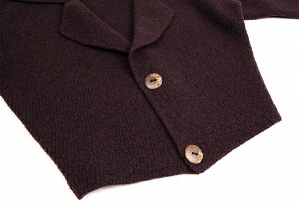 ヨーガンレールJURGEN LEHL ウールデカボタンニットジャケット ワインM