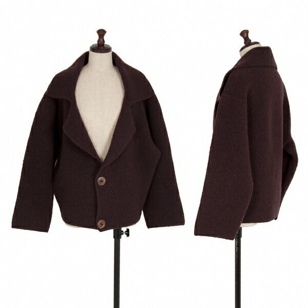 ヨーガンレールJURGEN LEHL ウールデカボタンニットジャケット ワインM