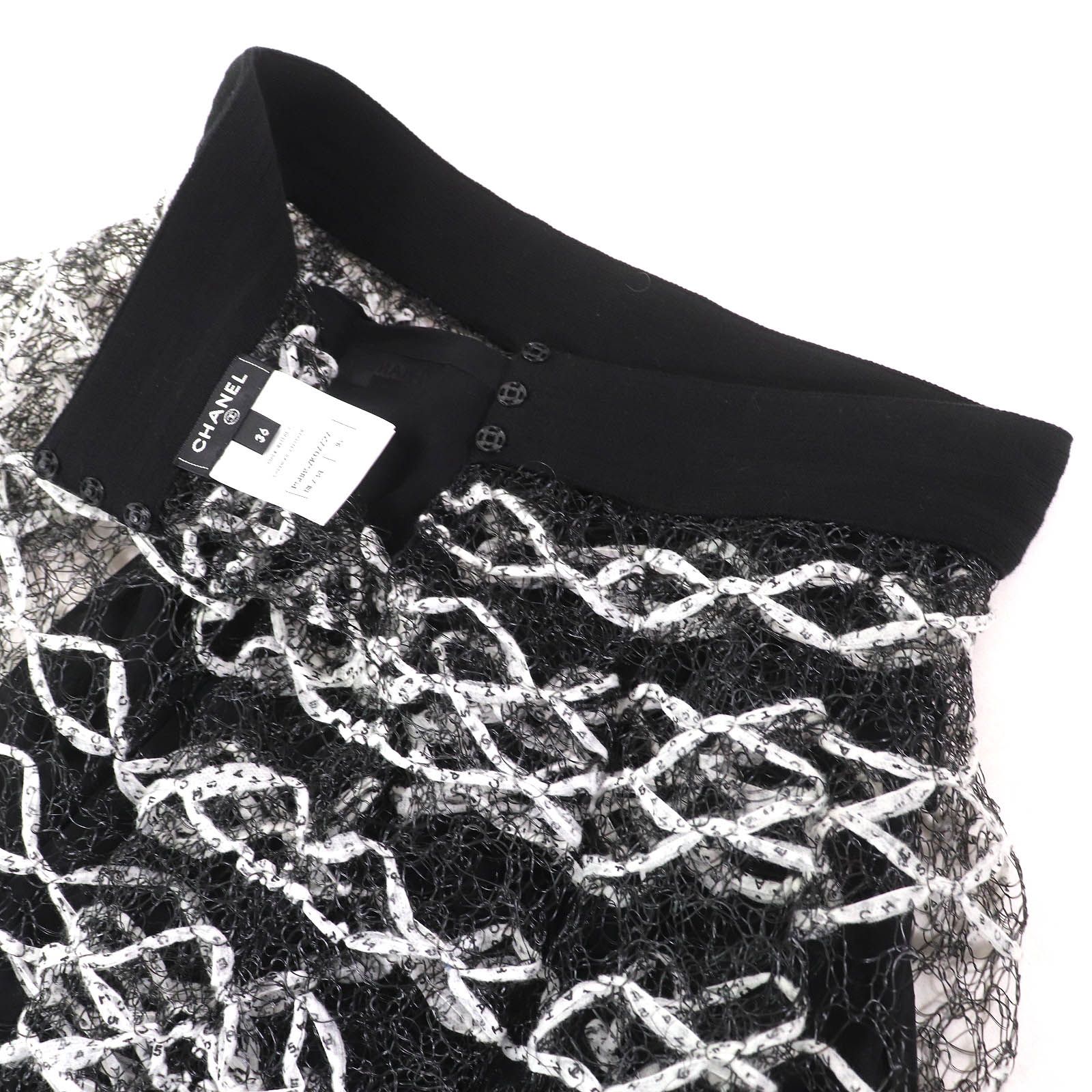 極美品△CHANEL シャネル P58857 ココマーク ロゴリボン メッシュ