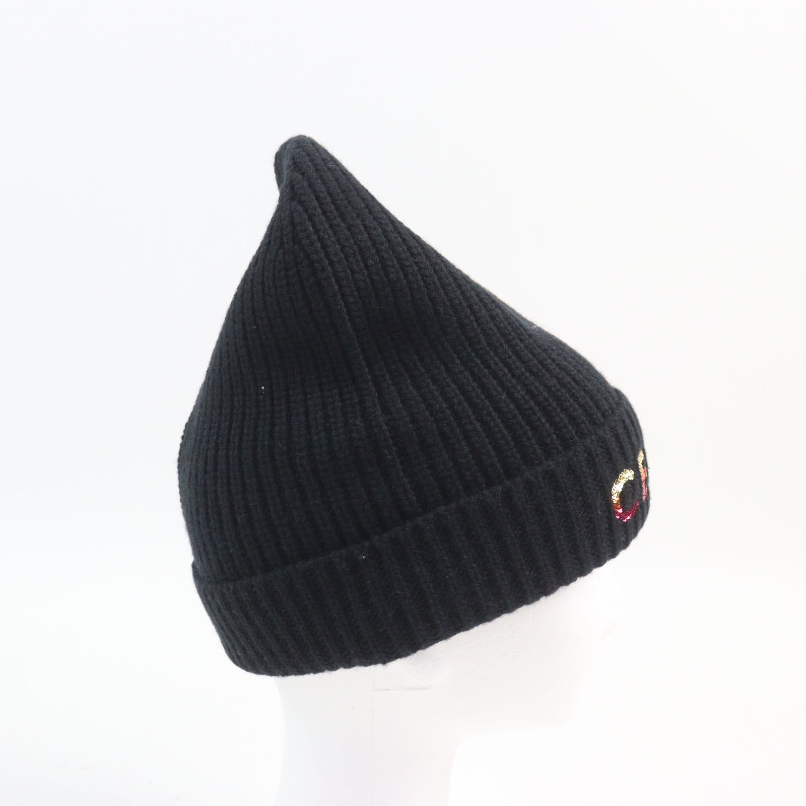 CELINE セリーヌ エンブロイダリー ニット帽 ビーニー 黒 ブラック