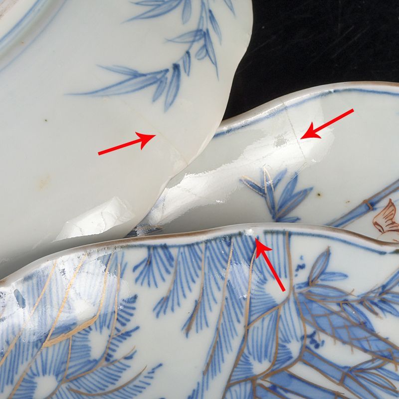 伊万里焼 染錦 竹鳥文 輪花皿 角福銘 三点 N S476 - メルカリ
