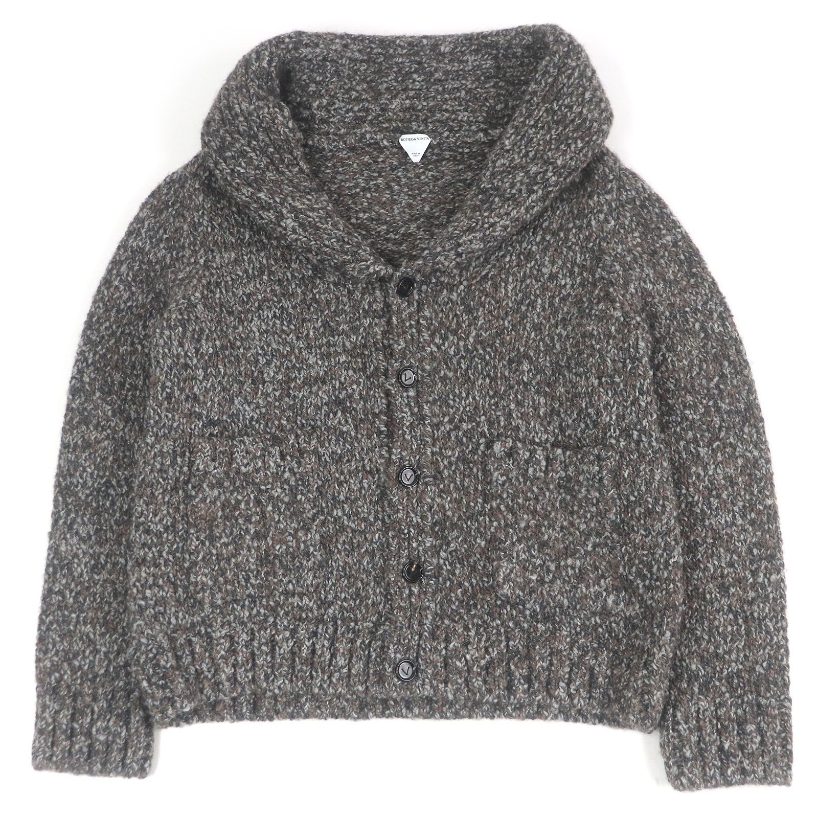 極美品□BOTTEGAVENETA ボッテガヴェネタ 23AW 761631 アルパカ混 ショールカラー ニットカーディガン ブラウン系 M イタリア製 正規品 極美品□BOTTEGAVENETA ボッテガヴェネタ 23AW 761631 アルパカ混