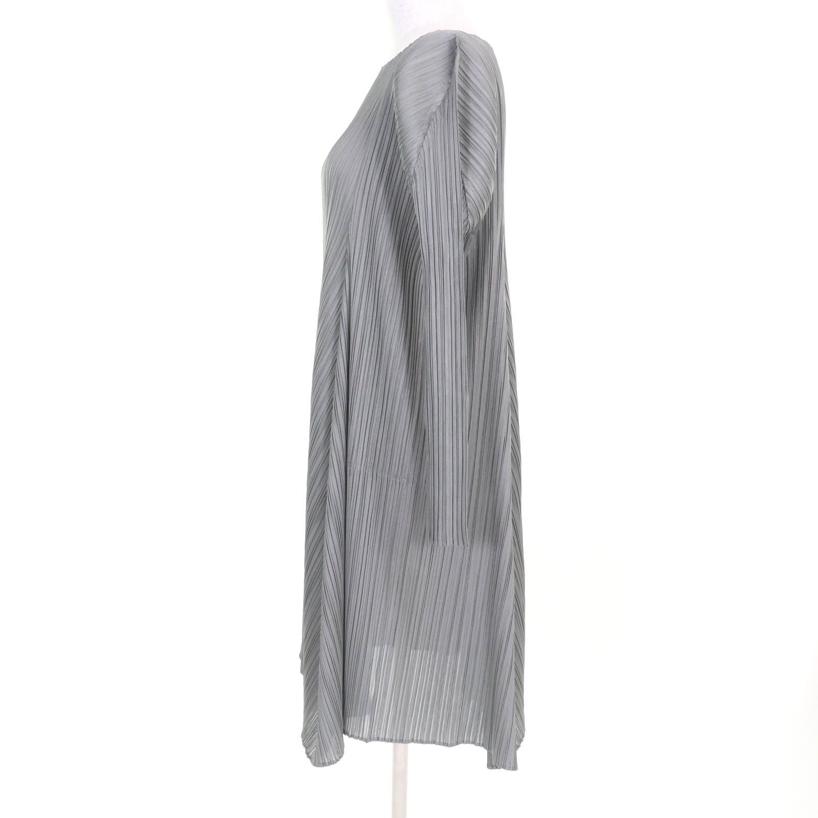 極美品★PLEATS PLEASE プリーツプリーズ イッセイミヤケ PP63-JH603 裾変形 長袖 プリーツ ロングワンピース グレー 3 日本製 正規品 極美品☆PLEATS PLEASE プリーツプリーズ イッセイミヤケ PP63-JH603