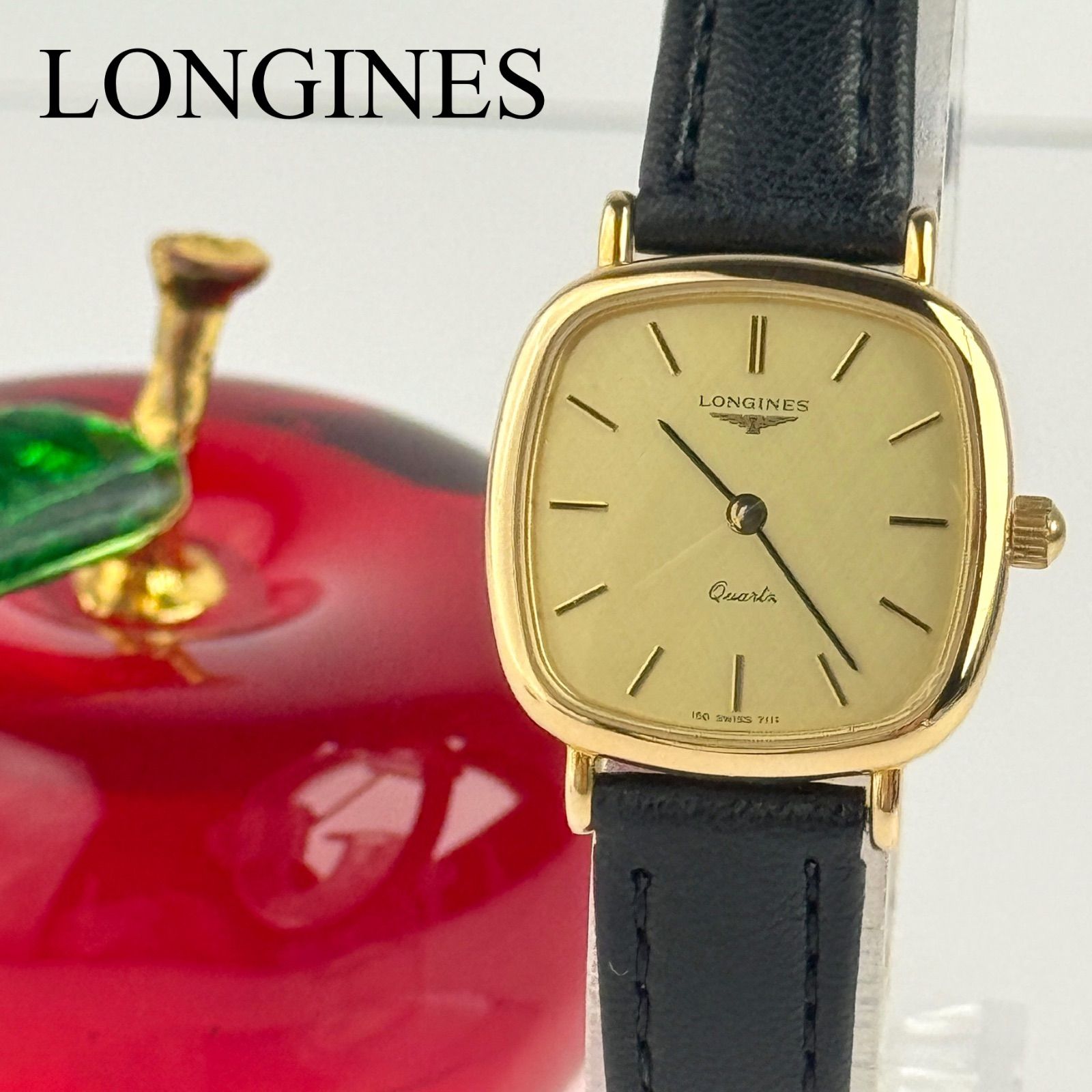 ロンジン ゴールド クォーツ 新品ベルト 新品電池 レディース 腕時計