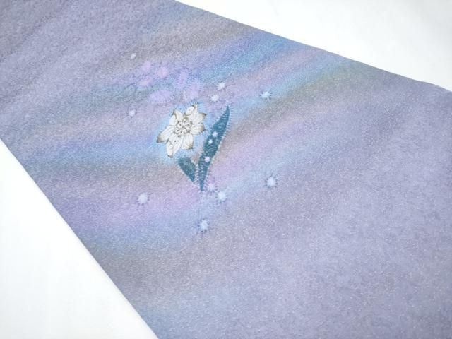 ● 上 久保田一竹 幻の辻が花 太鼓柄袋帯 辻が花 絞り 金通し地 藤紫色地 さが美扱い s 6