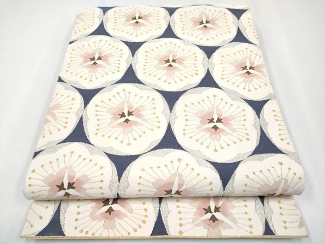 上 爪掻き本綴れ 六通柄袋帯 梅 金銀糸 反端 共 き s 6