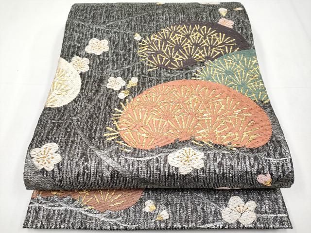 上 創業280年 誉田屋源兵衛 六通柄袋帯 梅 松 白金 共 き s 6