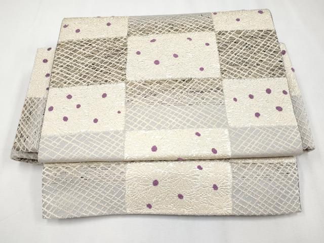 ● 上 ワンタッチつけ帯 貝紫 唐織 白市松 輪奈織 やまと誂製 き ♥ s 6