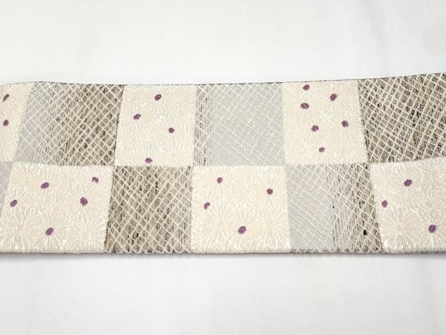  ● 上 ワンタッチつけ帯 貝紫 唐織 白市松 輪奈織 やまと誂製 き ♥ s 6 付け帯 作り帯 帯