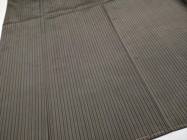 平和屋本店○極上 本場黄八丈 黒八丈 紬 平織 縞 黒橡色 逸品