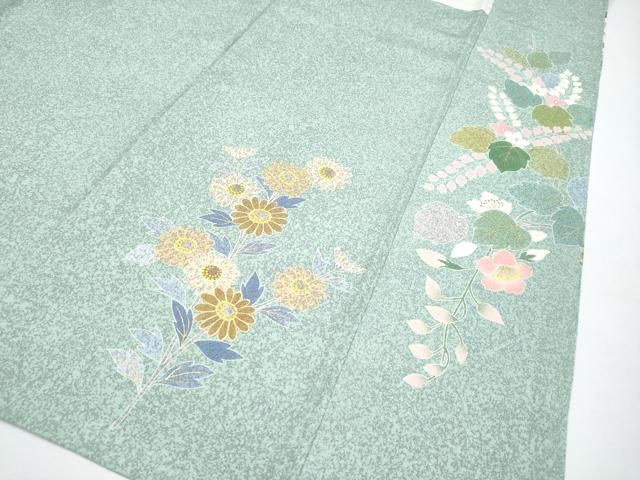 平和屋本店○極上 京友禅の第一人者 松井青々 訪問着 刺繍 草花文 金銀