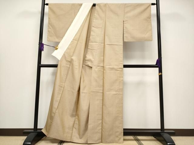 平和屋本店▽極上　山下八百子　本場黄八丈　単衣　市松綾織　紬　逸品　CYAA4055s6 平和屋本店▽極上 山下八百子 本場黄八丈 単衣 市松綾織 紬 逸品