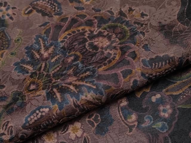 平和屋本店○極上 前田仁仙 仁仙更紗 訪問着 洋花文 鉄黒色地 逸品