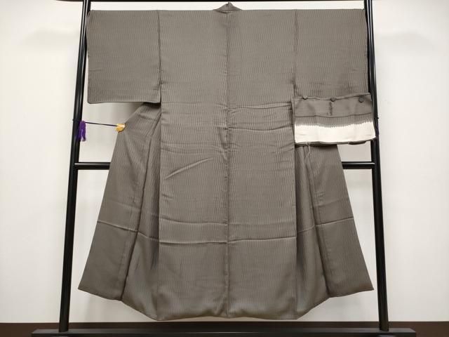 上 男性 山本流石 墨染居 紬 縞 さが美扱い 黒橡色地 反端付き s 6