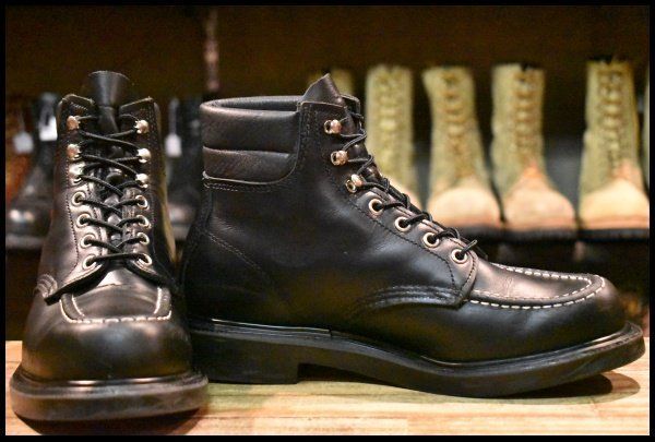 7 5 E 23年 レッドウィング 8133 スーパーソール 黒 ブラッククローム モックトゥ 編み上げ ブーツ redwing FK 398