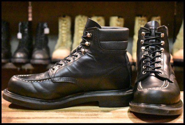 7 5 E 23年 レッドウィング 8133 スーパーソール 黒 ブラッククローム モックトゥ 編み上げ ブーツ redwing FK 398