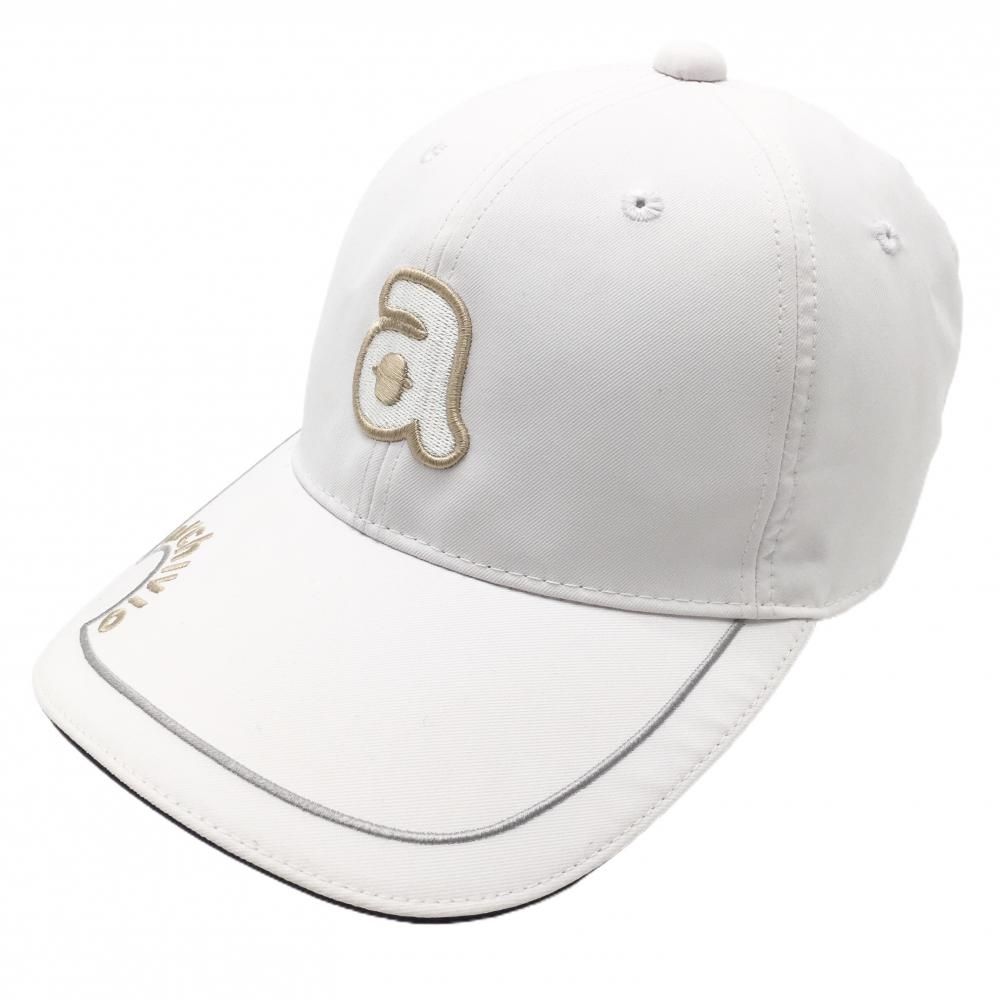 【美品】アルチビオ キャップ 白×ベージュ マーカー取付可 ロゴ刺しゅう  ゴルフウェア archivio