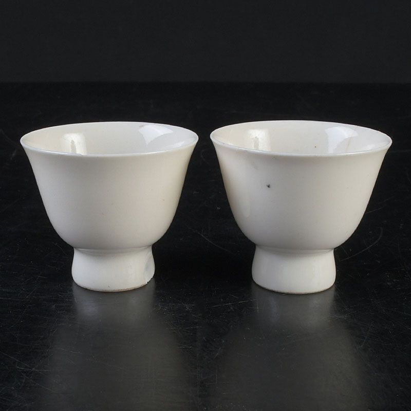 中国　徳化窯白磁　煎茶碗　一對　V　9277E 中国 徳化窯白磁 煎茶碗 一對 V 9277E