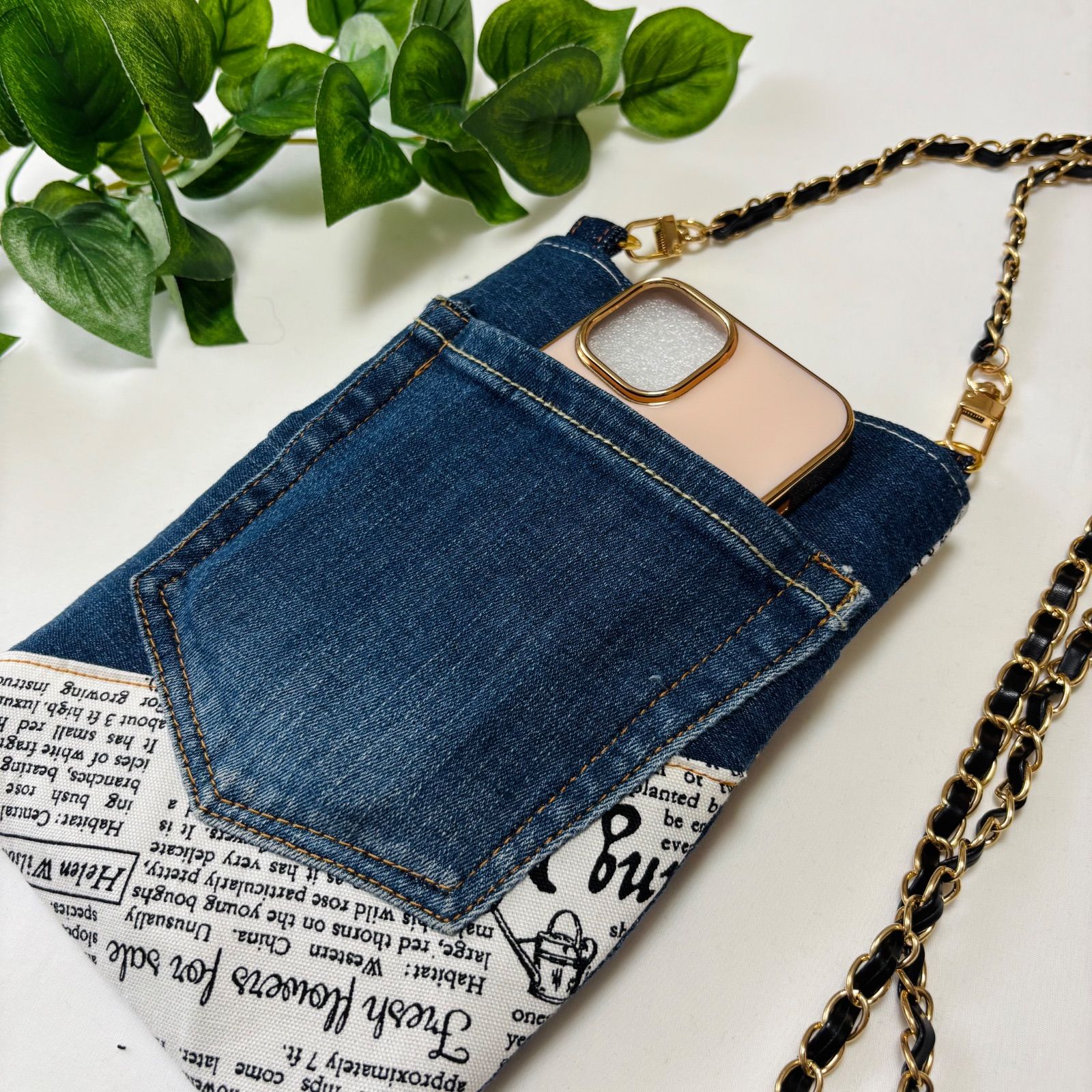 ハンドメイド デニムリメイク サコッシュ スマホショルダー - メルカリ