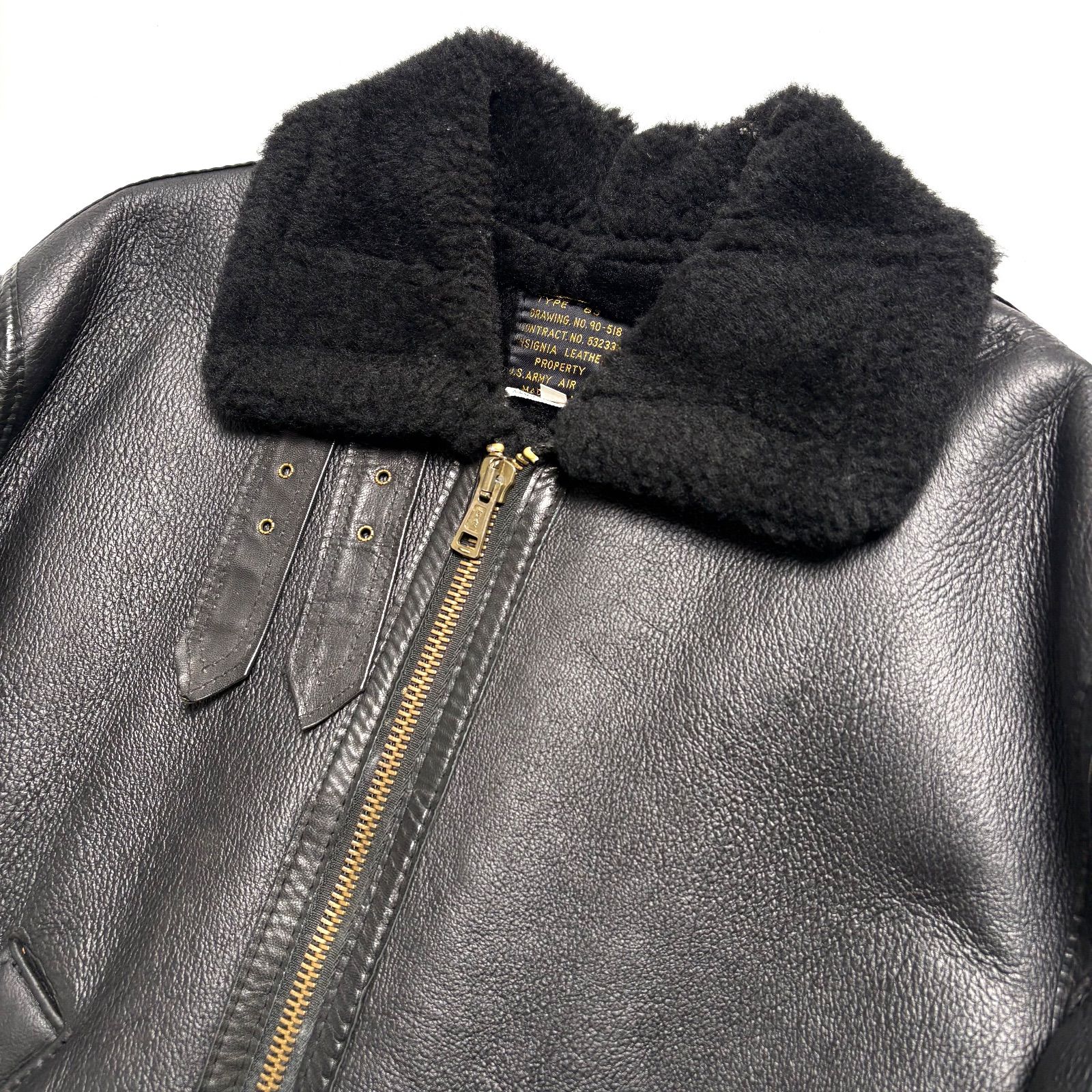 米国製】INSIGNIA レザージャケット黒 40 ムートンジャケット B-3 羊革 