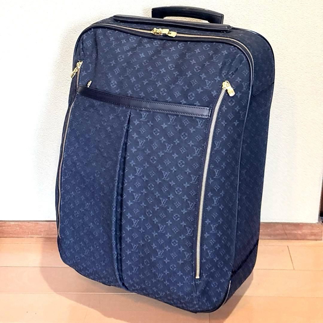 ルイヴィトン M 23281 モノグラム ミニ アネット キャリーケース TSTブルー 3～7泊 キャリーバッグ スーツケース ビジネス 2輪 旅行