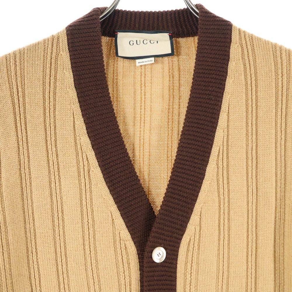 GUCCI グッチ ウールブレンド ワッペン付きリブ ニットカーディガン