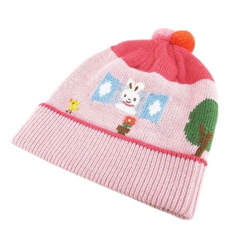 ファミリア　ピンク　ニット帽子 ファミリア Familiar ニット帽 ニットキャップ 帽子 003 ピンク系