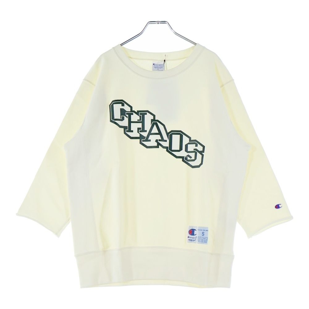 アンダーカバー 25 SS ×Champion チャンピオン オーバーサイズ 7分袖 リバースウィーブ スウェットトレーナー ホワイト C 8-B 010