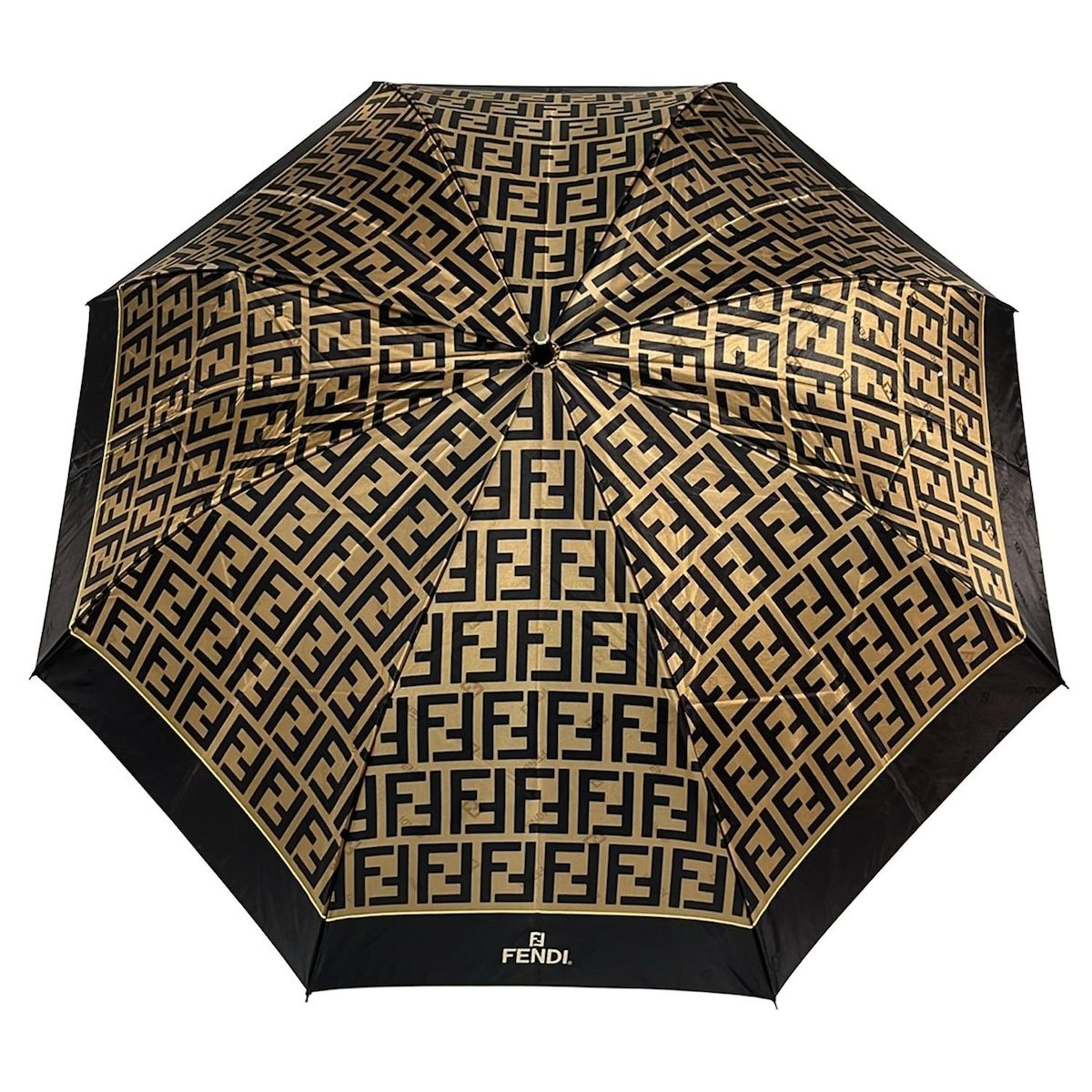 FENDI ロゴ入り 長傘 FENDI(フェンディ) 折りたたみ傘 - ブロンズ×黒 ズッカ柄 - メルカリ