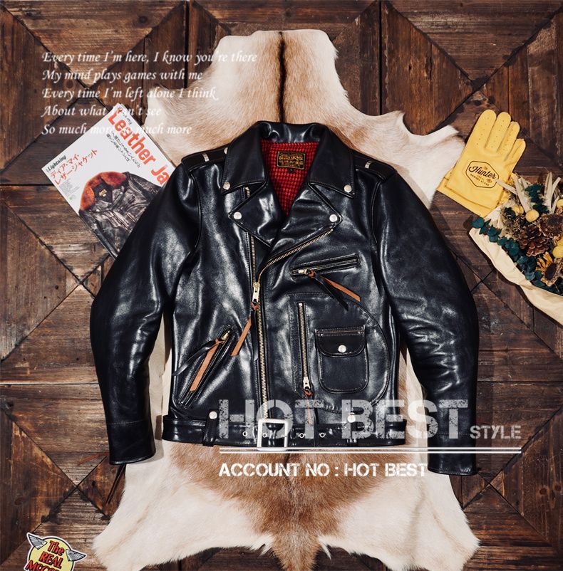 1.3 mm 茶芯ホースハイド 50 s ダブルライダース 革ジャン Dポケット タンニンなめし J-24タイプ 馬革