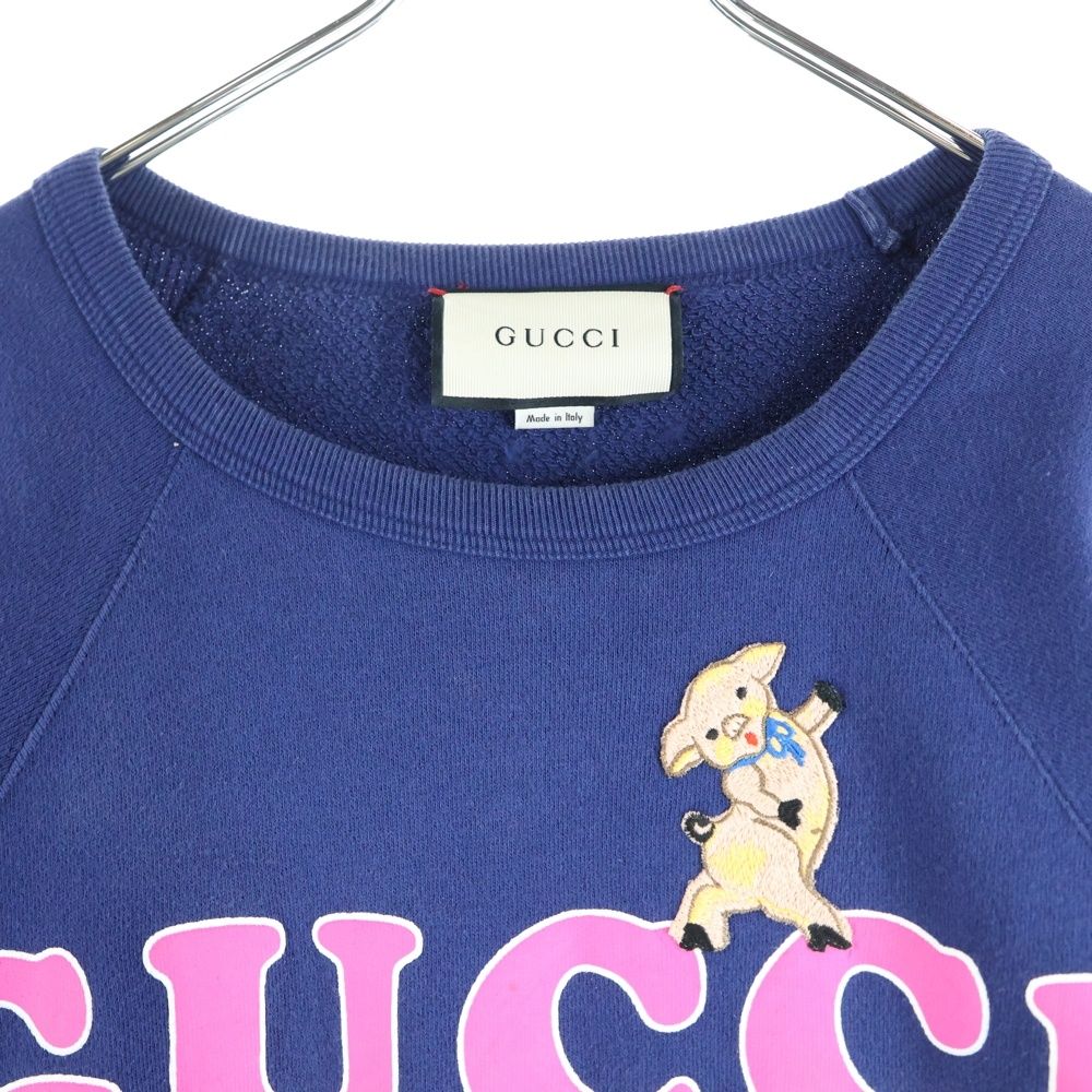 GUCCI (グッチ) 三匹の子豚 ピッグ 刺繍 ロゴプリント クルーネック