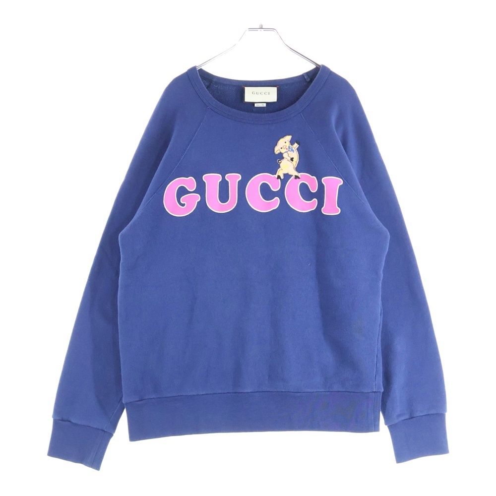 GUCCI (グッチ) 三匹の子豚 ピッグ 刺繍 ロゴプリント クルーネック