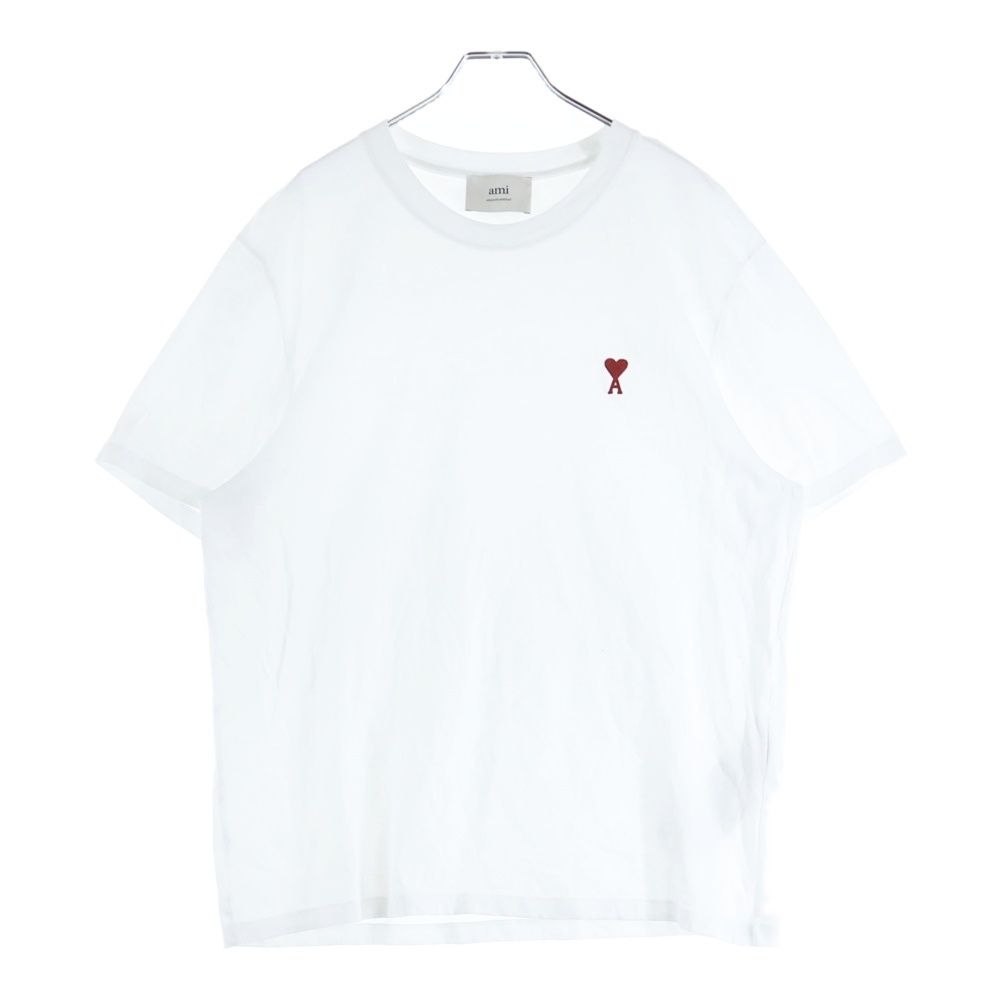 ami アミ De Coeur ドゥ クール ハートロゴ刺繍 クルーネック 半袖Tシャツ カットソー ホワイト 724