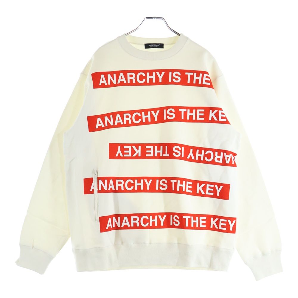 アンダーカバー 24 AW 片ジップポケット フロントラバープリント 裏起毛クルーネックスウェットトレーナー ホワイト -6