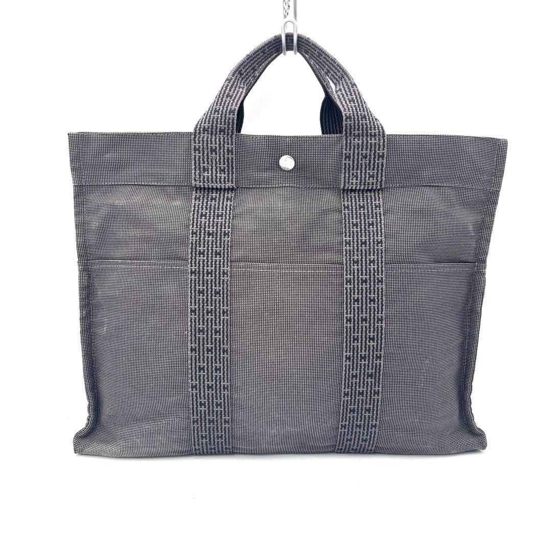 【極美品・角スレ極小】エルメス エールラインMM トートバッグ カデナ付き エルメス エールライン MM トートバッグ グレー系 鞄 カバン カデナ(鍵