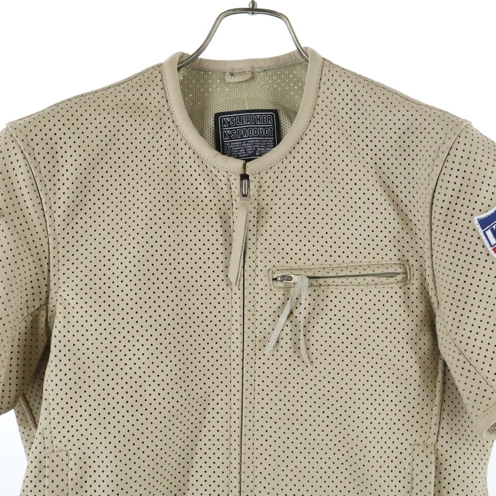 KADOYA (カドヤ) パンチング レザー ジップアップ 半袖 ジャケット
