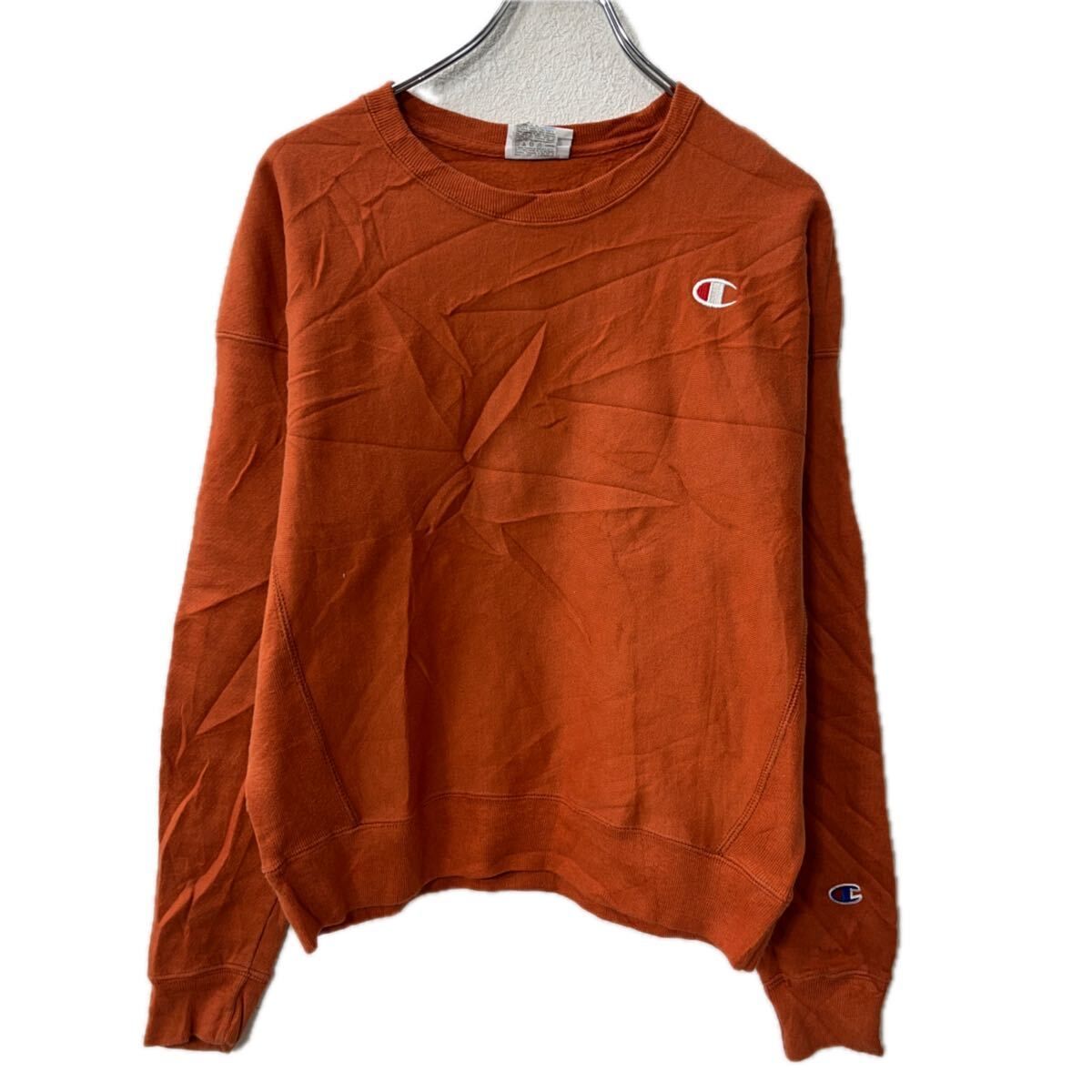 Champion ロゴスウェット トレーナー M オレンジ チャンピオン 裏起毛 