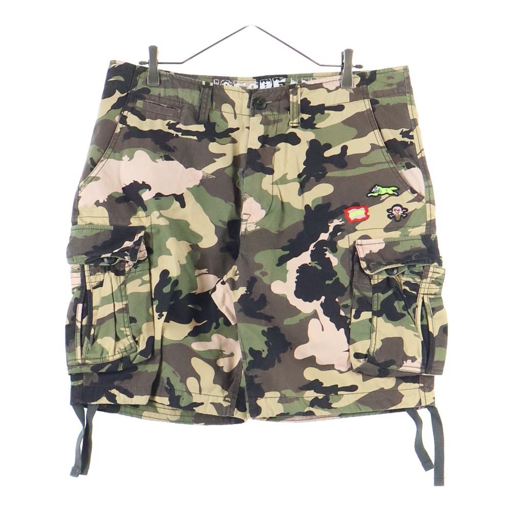 ICE CREAM アイスクリーム Rich Shorts in Camo カモ柄 ロゴワッペン ショートパンツ ハーフパンツ カーキ 401-4106