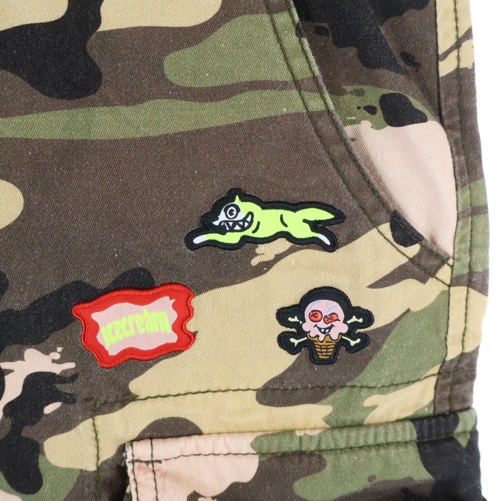 ICE CREAM アイスクリーム Rich Shorts in Camo カモ柄 ロゴワッペン ショートパンツ ハーフパンツ カーキ 401-4106 トップス スラックス