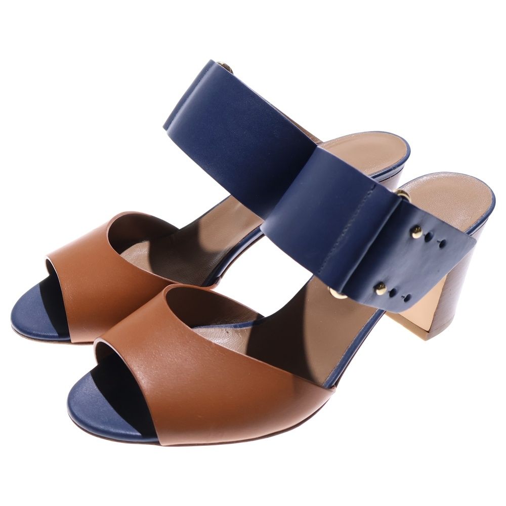 HERMES (エルメス) レザー ベルト バイカラー ヒール サンダル