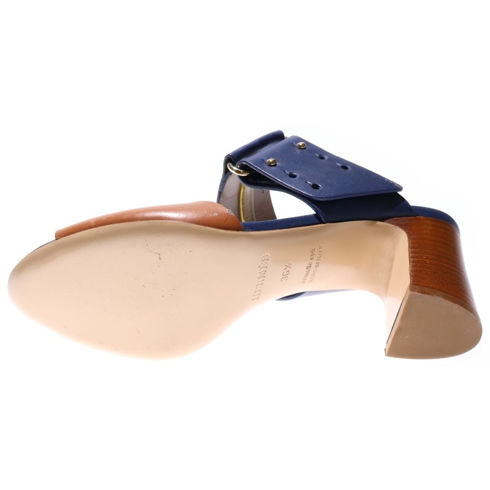 HERMES (エルメス) レザー ベルト バイカラー ヒール サンダル