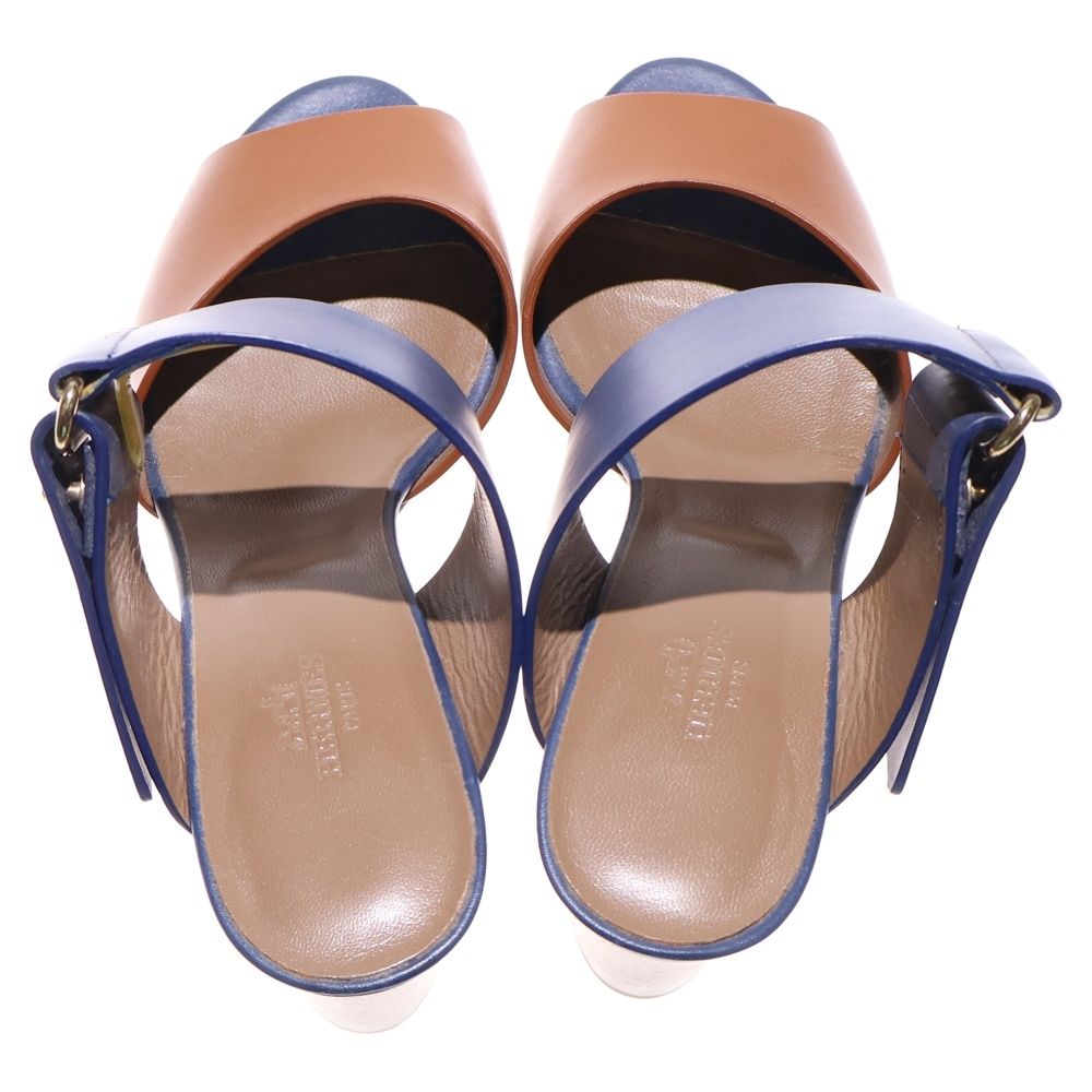 HERMES (エルメス) レザー ベルト バイカラー ヒール サンダル