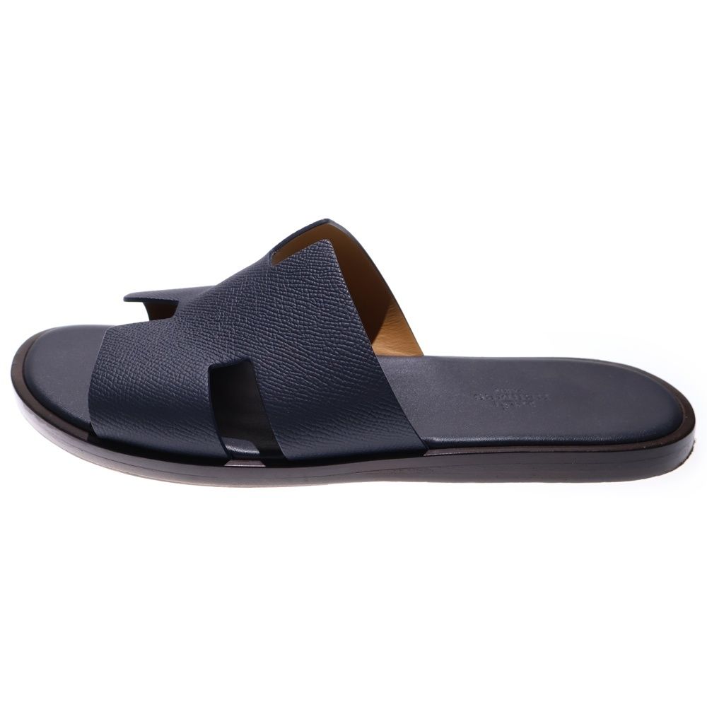 HERMES エルメス　41 イズミール　ブラック/ネイビー　サンダル HERMES (エルメス) イズミール Hロゴ レザー フラットサンダル